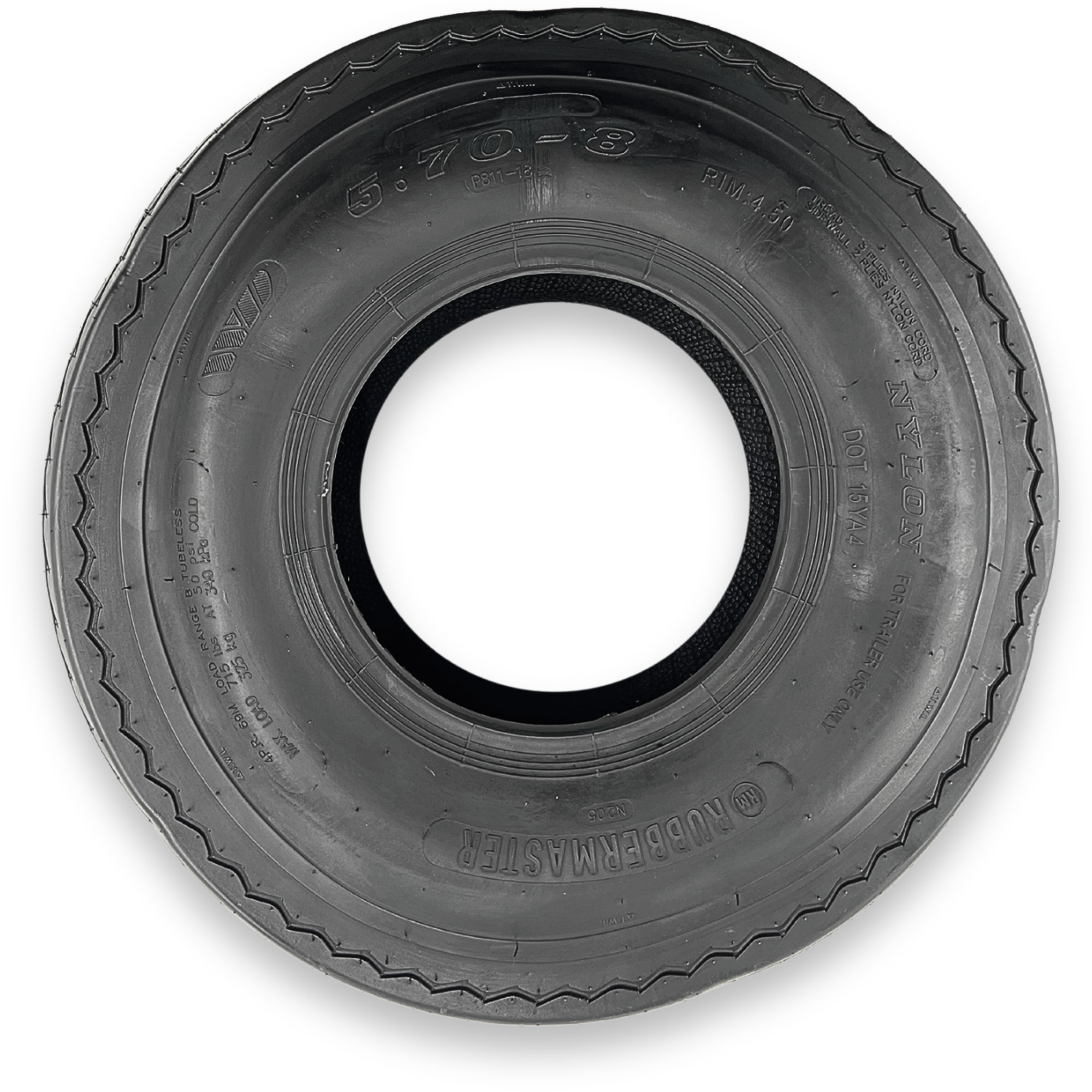 RubberMaster, High Speed Trailer Tire 6 Ply 5.70x8 Tire Diameter 18.31 in, Model# 488952